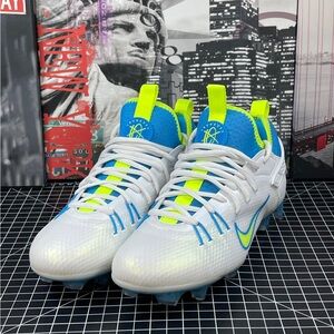 Nike Alpha Huarache 9 Elite Low Lax SE White Blue Volt MNS 7 / WMNS 8.5 NEW